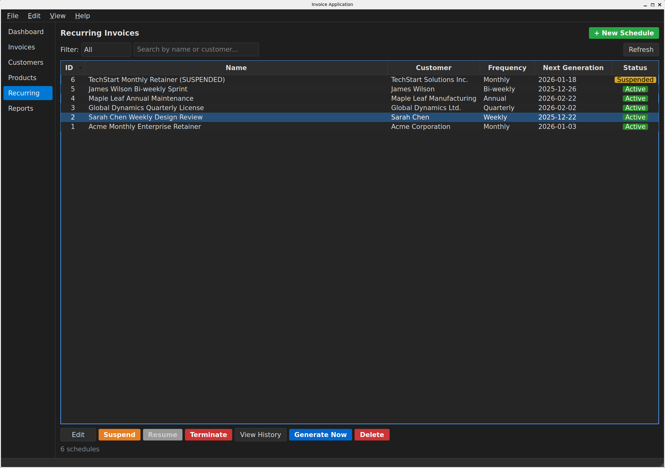 SoloStaff Invoice recurring invoice management